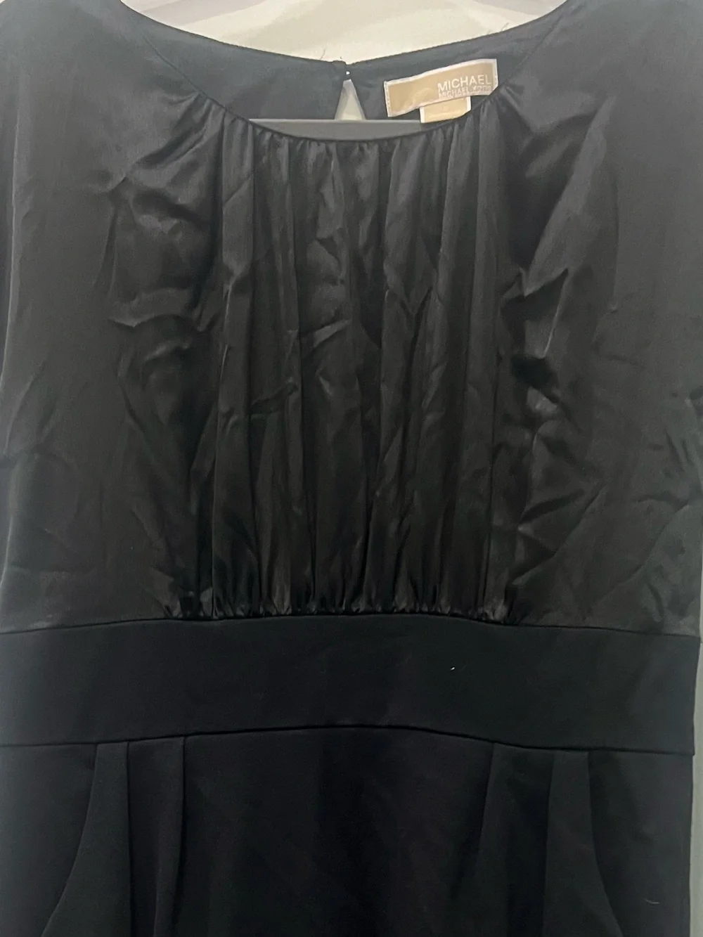 Michael Kors Black Satin and Matte Paneled Dress Size 10